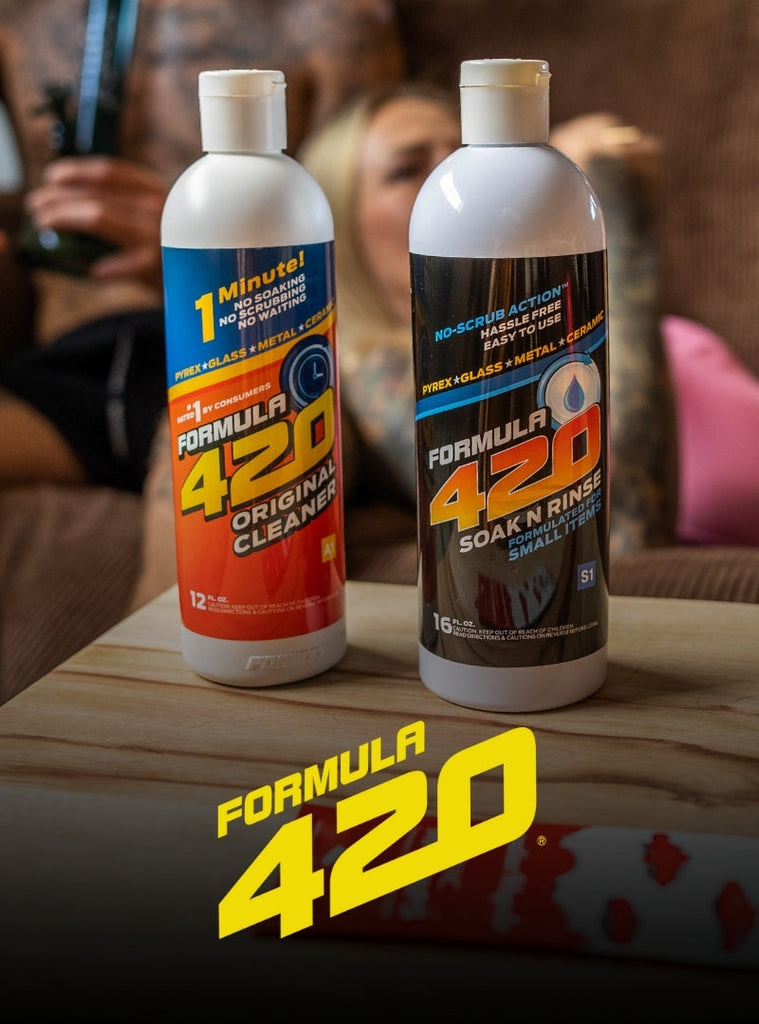 Two bottles of Formula 420 liquid bong cleaner