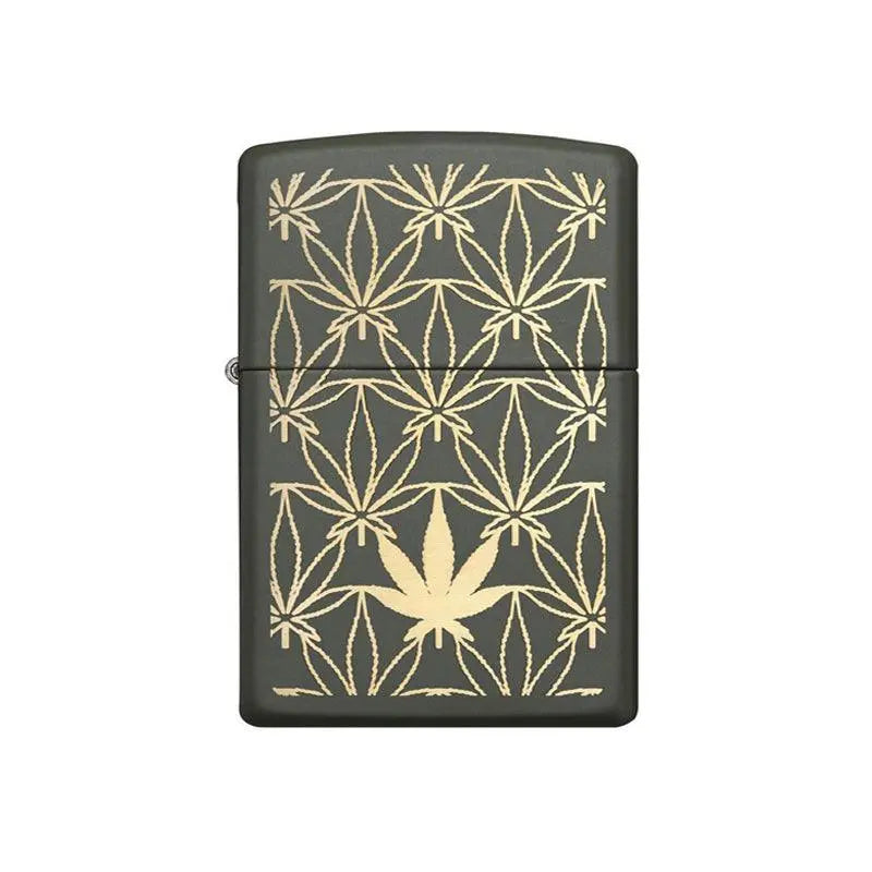Zippo All Around Marijuana Leaf Green Matte Lighter-