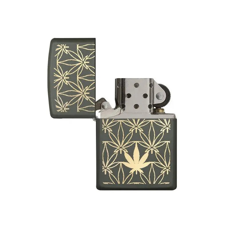 Zippo All Around Marijuana Leaf Green Matte Lighter-