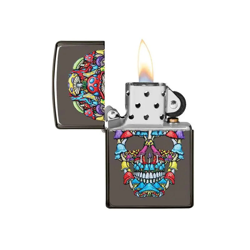 Zippo Black Ice Coloured Skull Design Lighter-