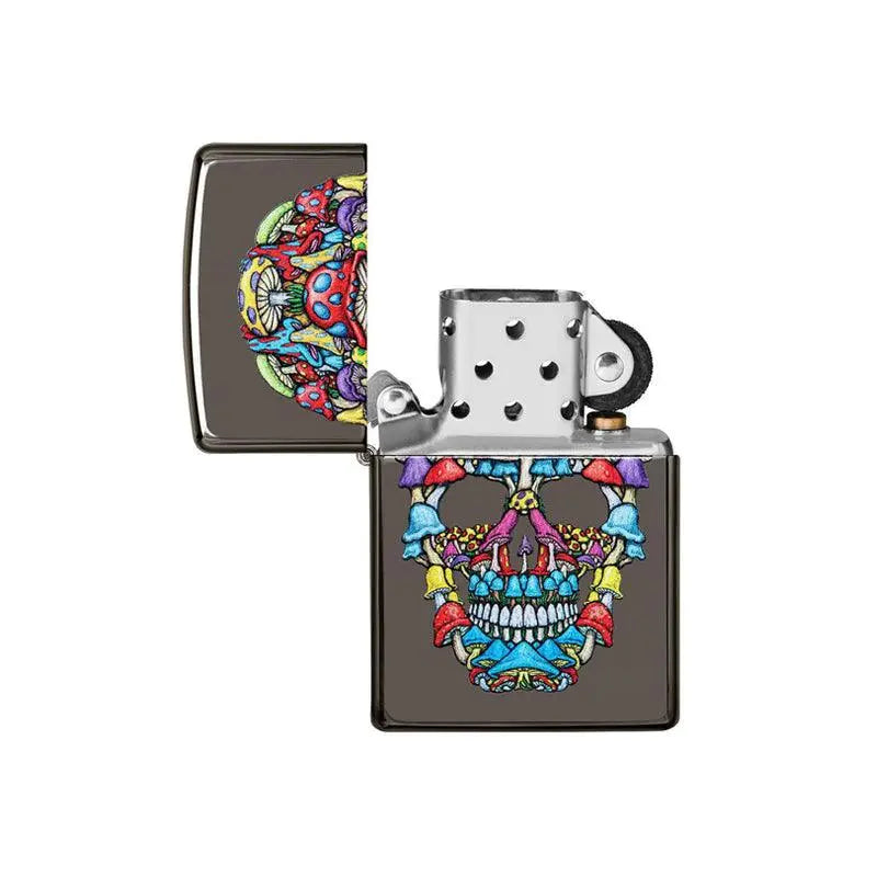 Zippo Black Ice Coloured Skull Design Lighter-