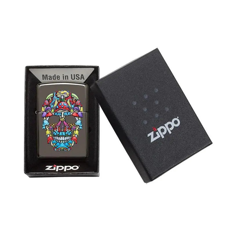 Zippo Black Ice Coloured Skull Design Lighter-