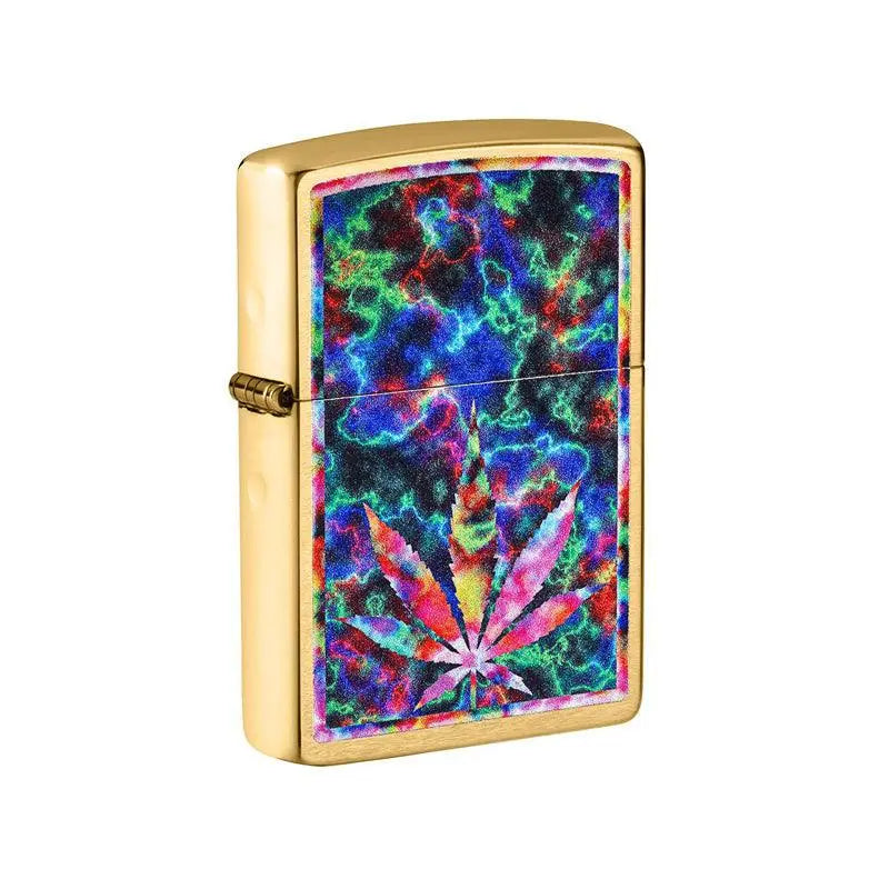 Zippo Brushed Brass Leaf Design Lighter-