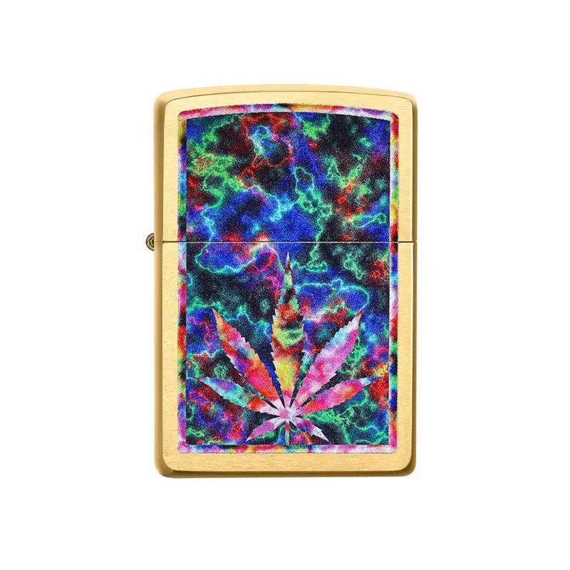 Zippo Brushed Brass Leaf Design Lighter-