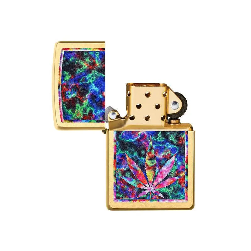 Zippo Brushed Brass Leaf Design Lighter-