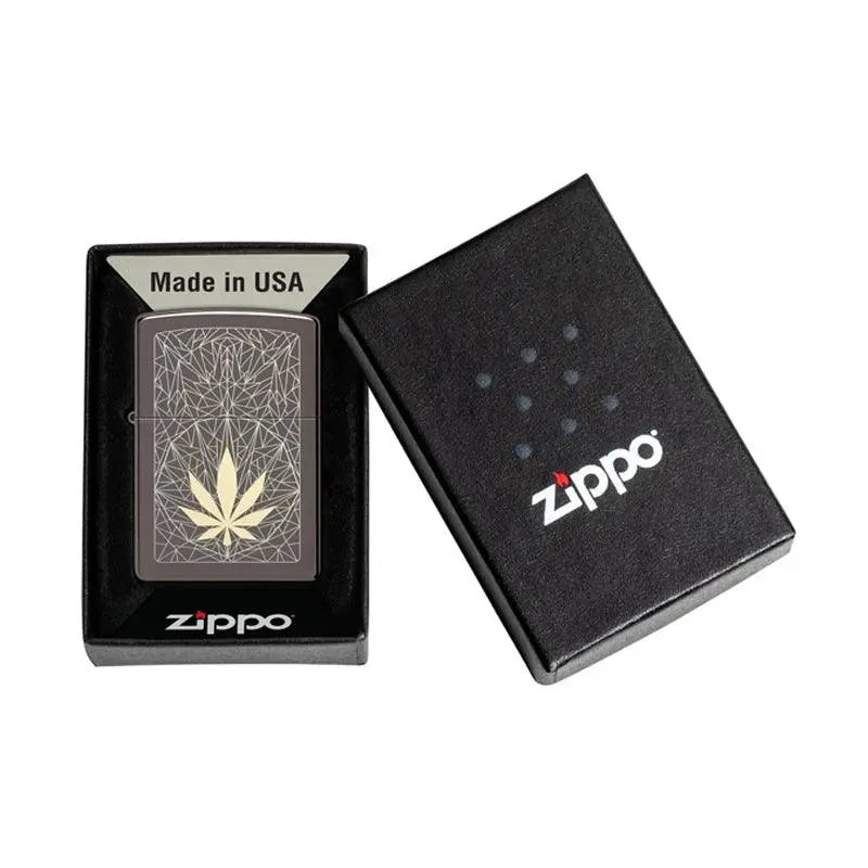 Zippo Cannabis Design Black Ice Lighter-