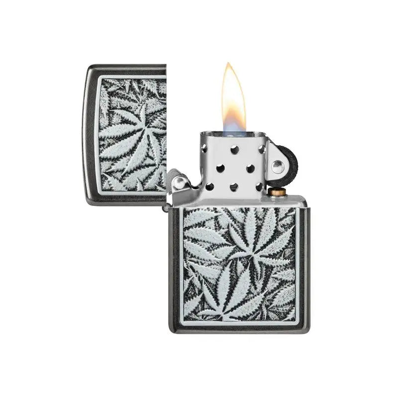 Zippo Cannabis Emblem Design Grey Lighter-