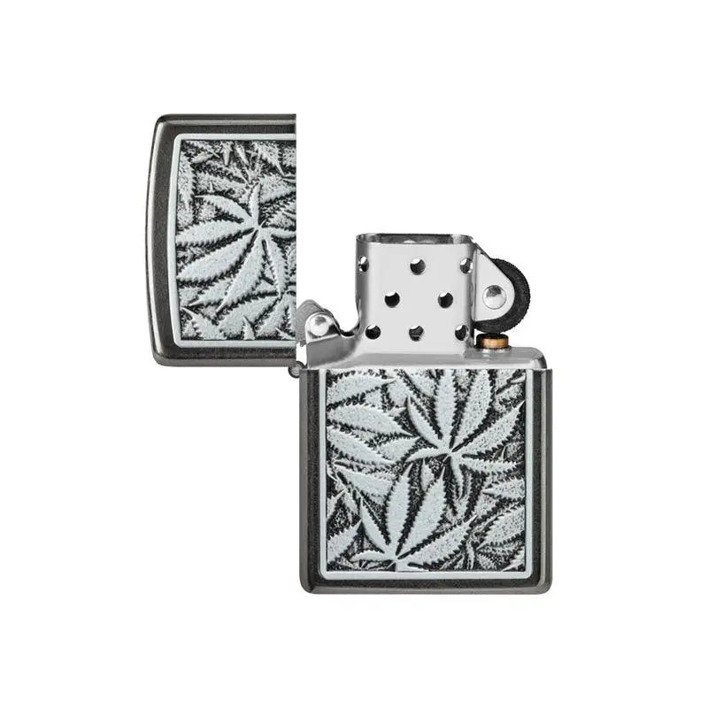 Zippo Cannabis Emblem Design Grey Lighter-