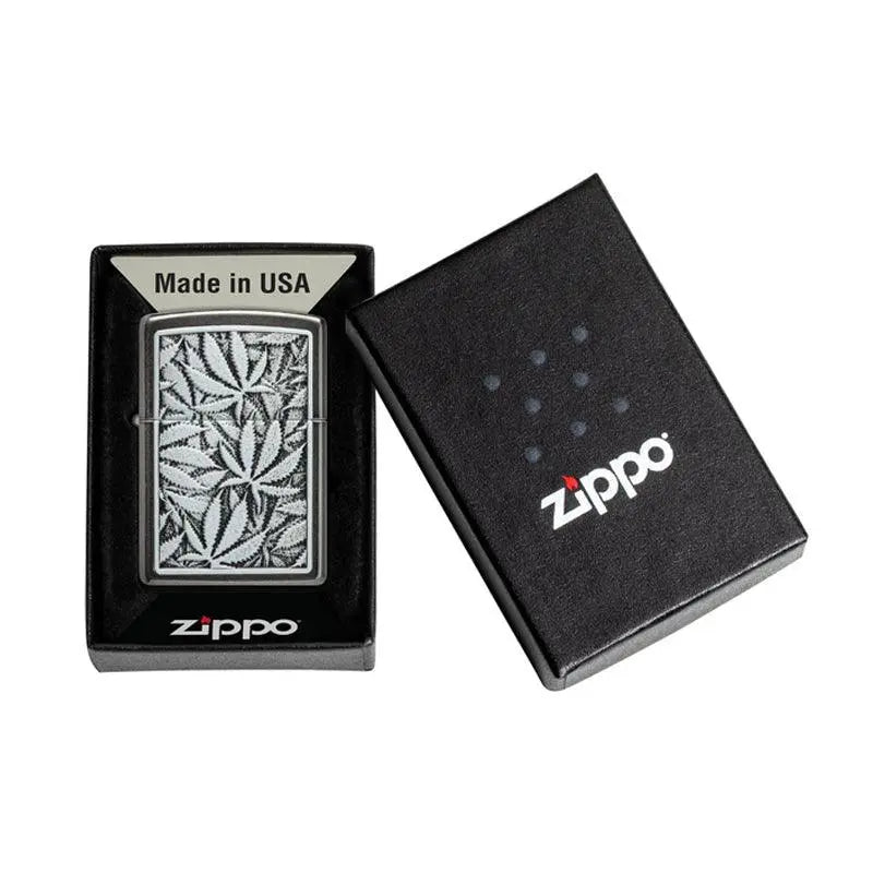 Zippo Cannabis Emblem Design Grey Lighter-
