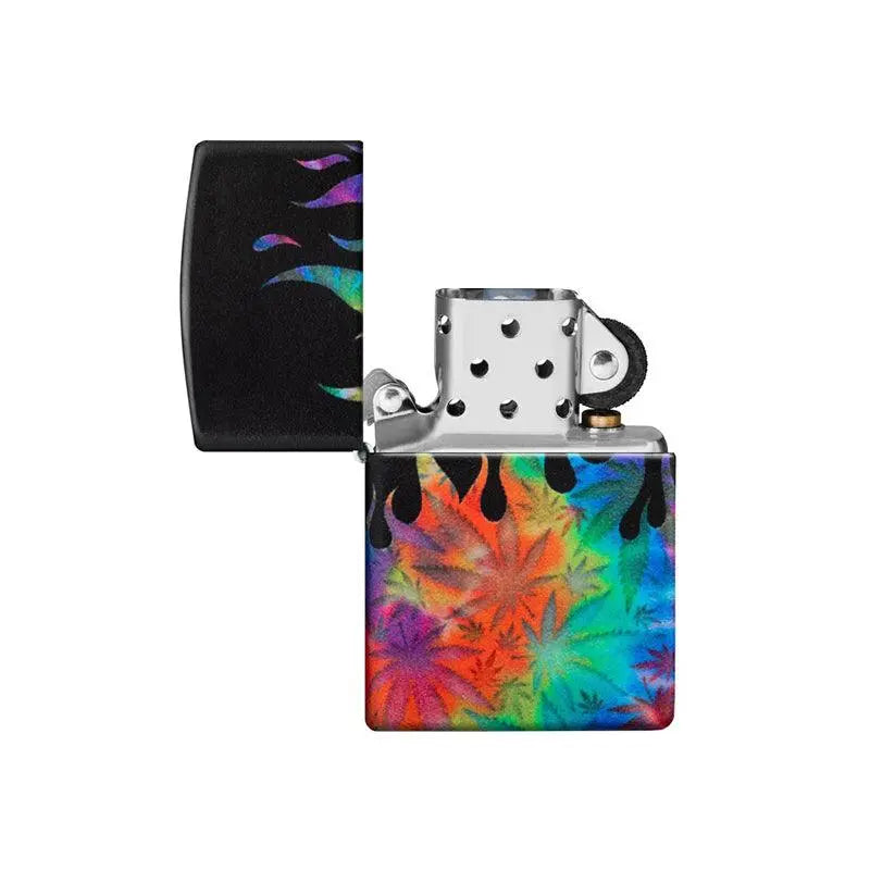 Zippo Cannabis Flames Design Black Matte Lighter-