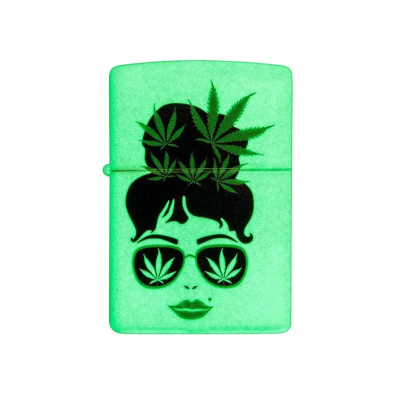 Zippo Cannabis Girl Glow in the Dark Matte Lighter-