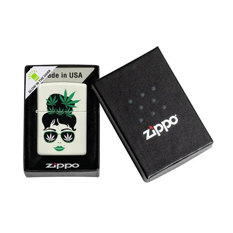 Zippo Cannabis Girl Glow in the Dark Matte Lighter-