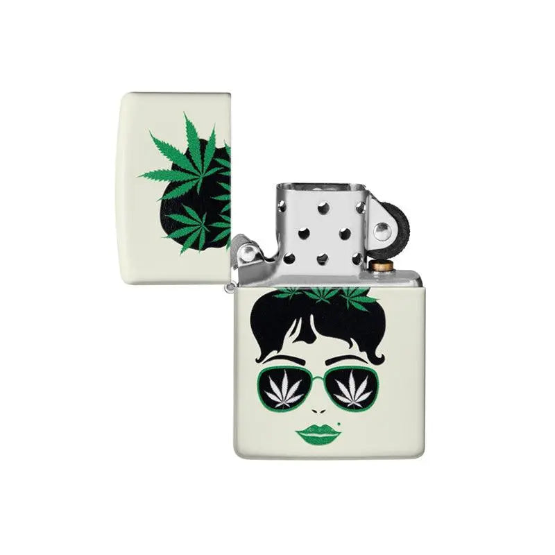 Zippo Cannabis Girl Glow in the Dark Matte Lighter-