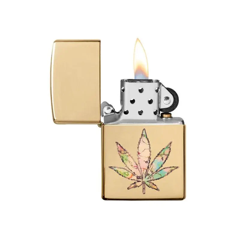 Zippo Cannabis High Polish Brass Lighter-