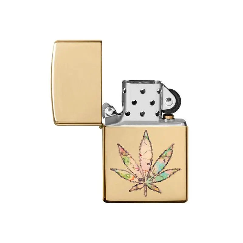 Zippo Cannabis High Polish Brass Lighter-