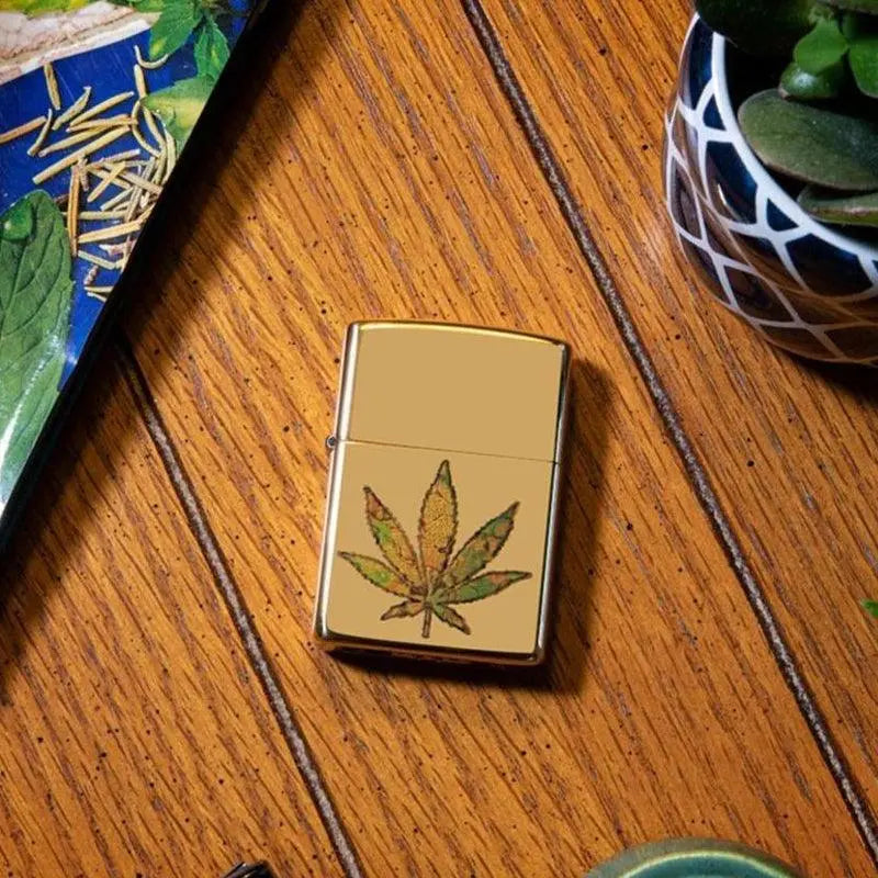 Zippo Cannabis High Polish Brass Lighter-