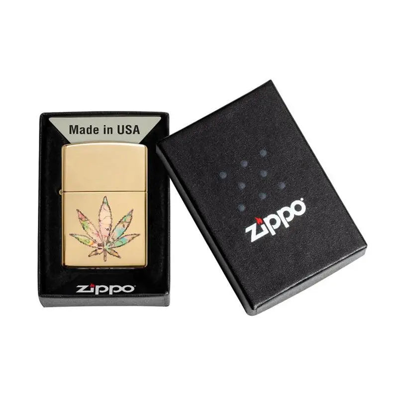 Zippo Cannabis High Polish Brass Lighter-