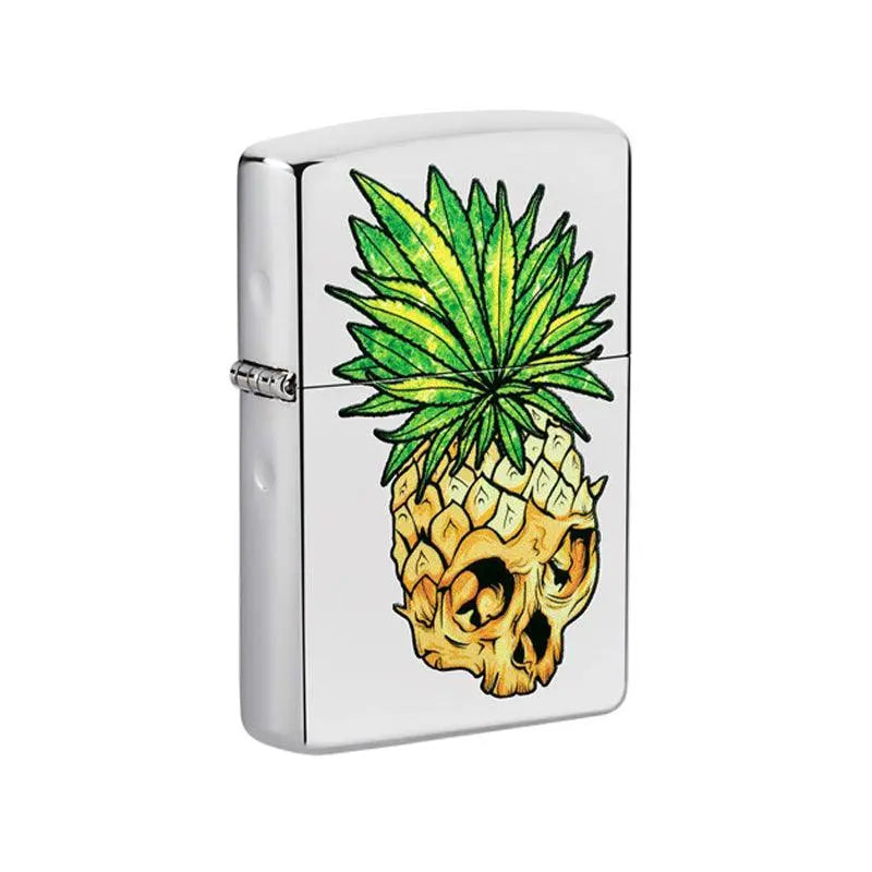 Zippo Cannabis Skull High Polished Chrome Lighter-