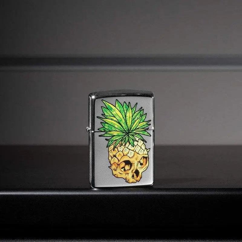 Zippo Cannabis Skull High Polished Chrome Lighter-