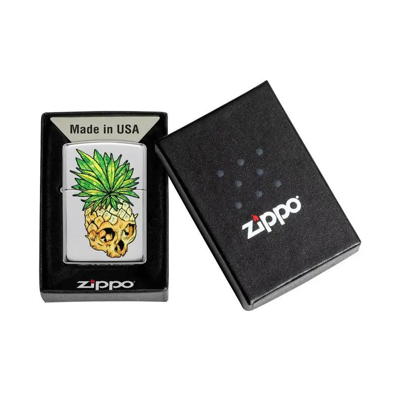 Zippo Cannabis Skull High Polished Chrome Lighter-