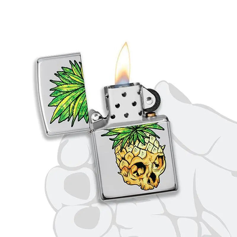 Zippo Cannabis Skull High Polished Chrome Lighter-