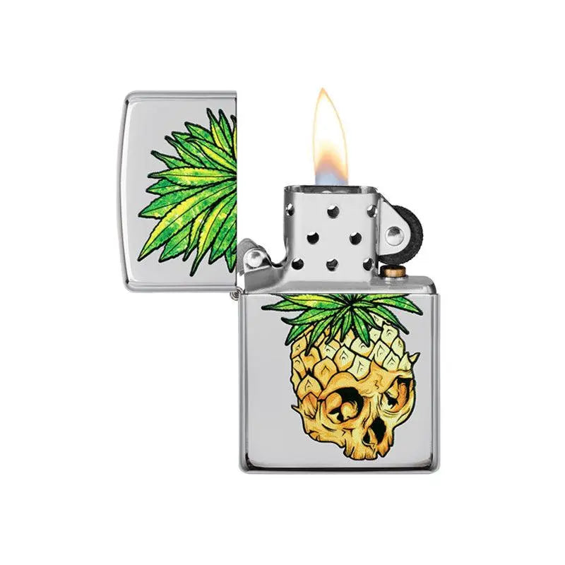 Zippo Cannabis Skull High Polished Chrome Lighter-