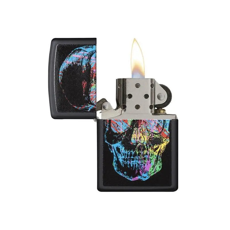 Zippo Colourful Skull Black Matte Lighter-