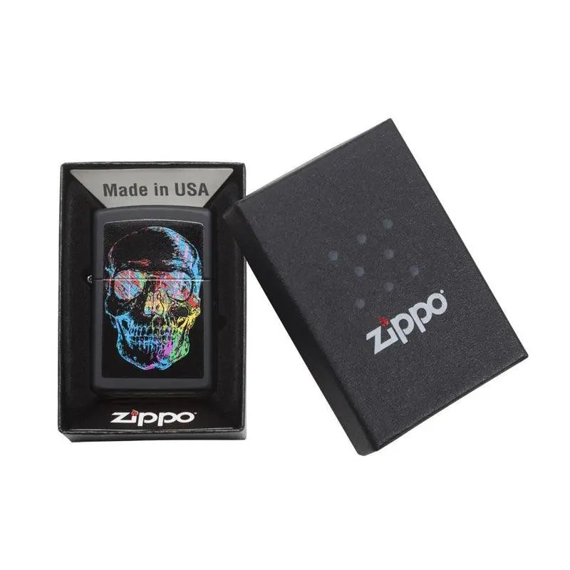 Zippo Colourful Skull Black Matte Lighter-