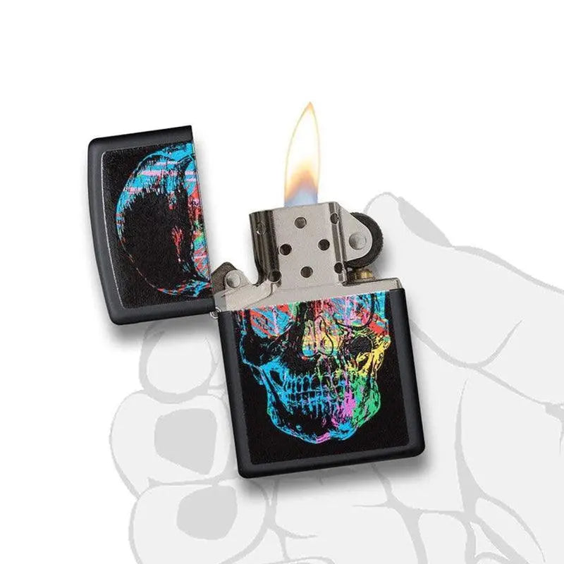 Zippo Colourful Skull Black Matte Lighter-