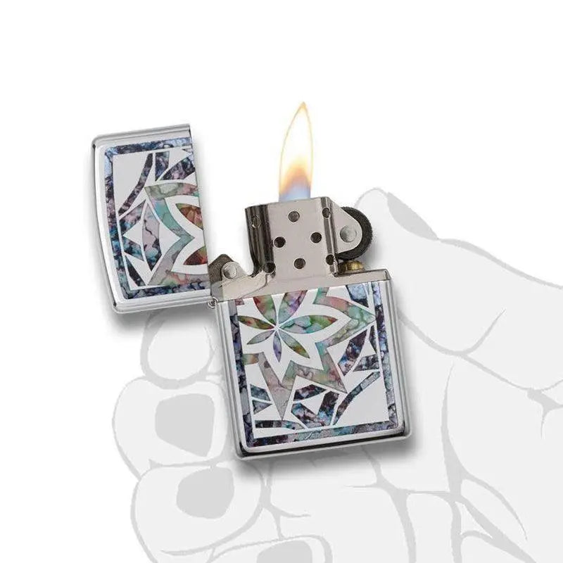 Zippo Fusion Leaf High Polish Chrome Lighter-