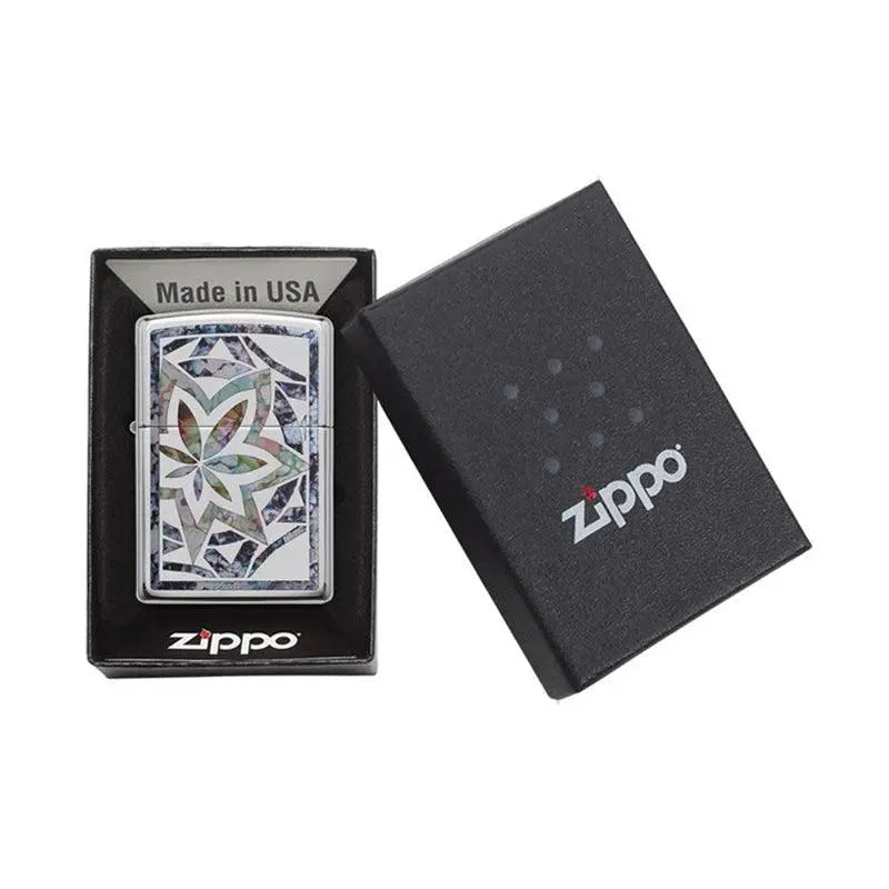 Zippo Fusion Leaf High Polish Chrome Lighter-