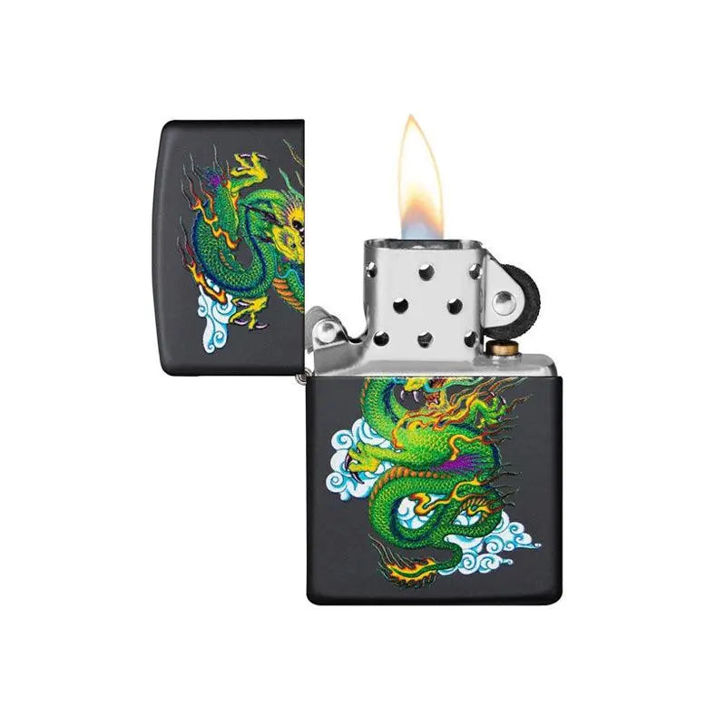 Zippo Green Dragon Black Matte Lighter-