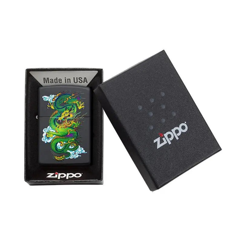 Zippo Green Dragon Black Matte Lighter-