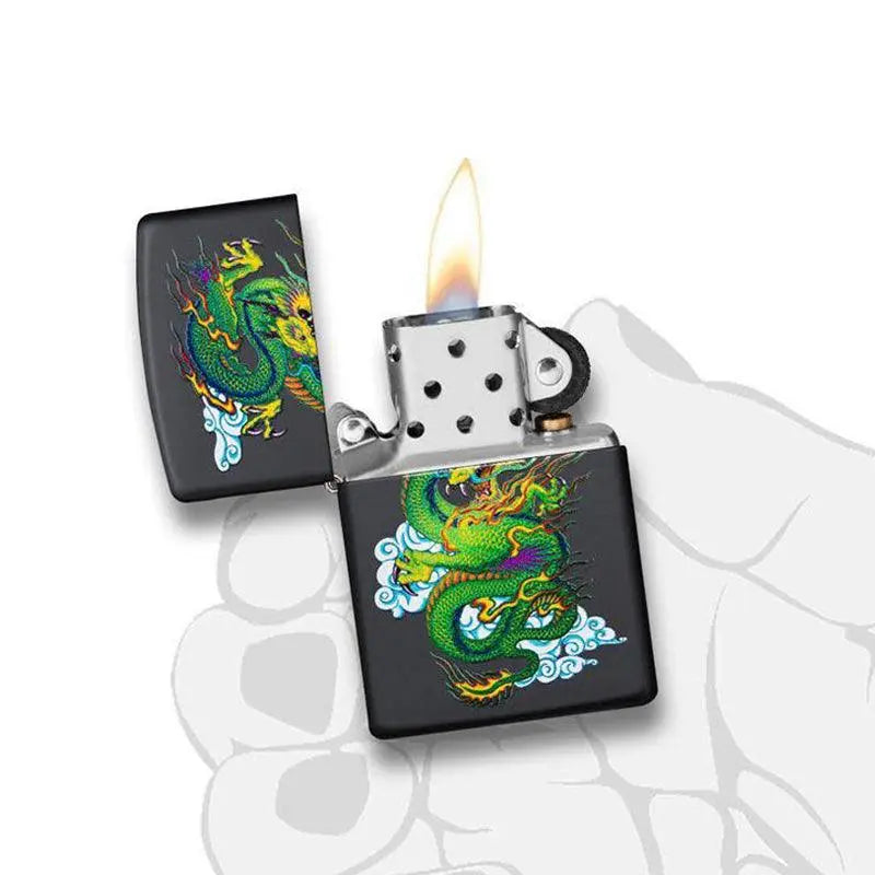 Zippo Green Dragon Black Matte Lighter-