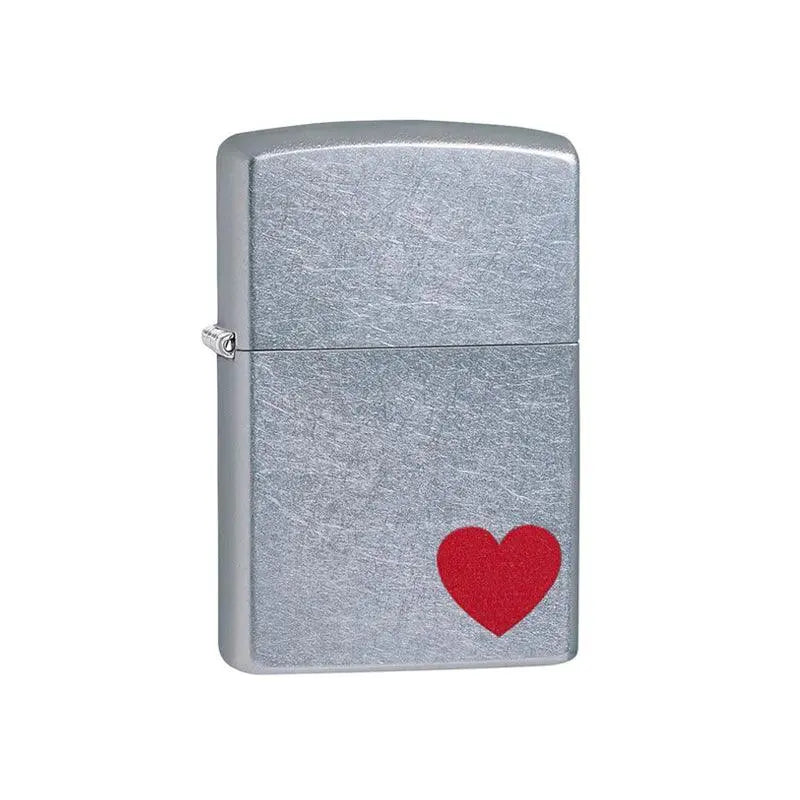 Zippo Red Love Heart Street Chrome Lighter-