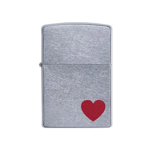 Zippo Red Love Heart Street Chrome Lighter-