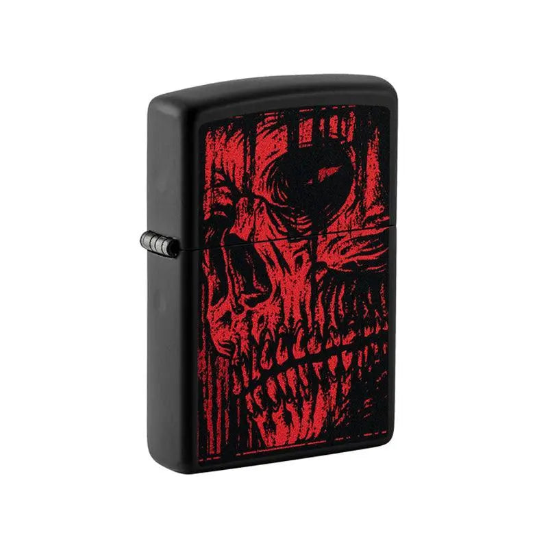 Zippo Red Skull Black Matte Lighter-