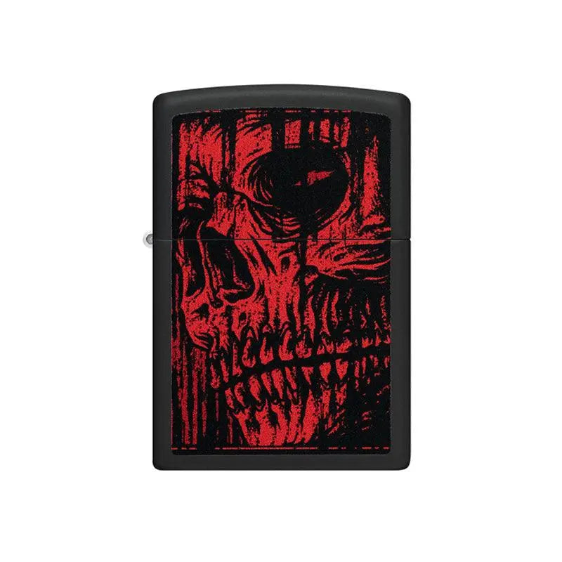 Zippo Red Skull Black Matte Lighter-