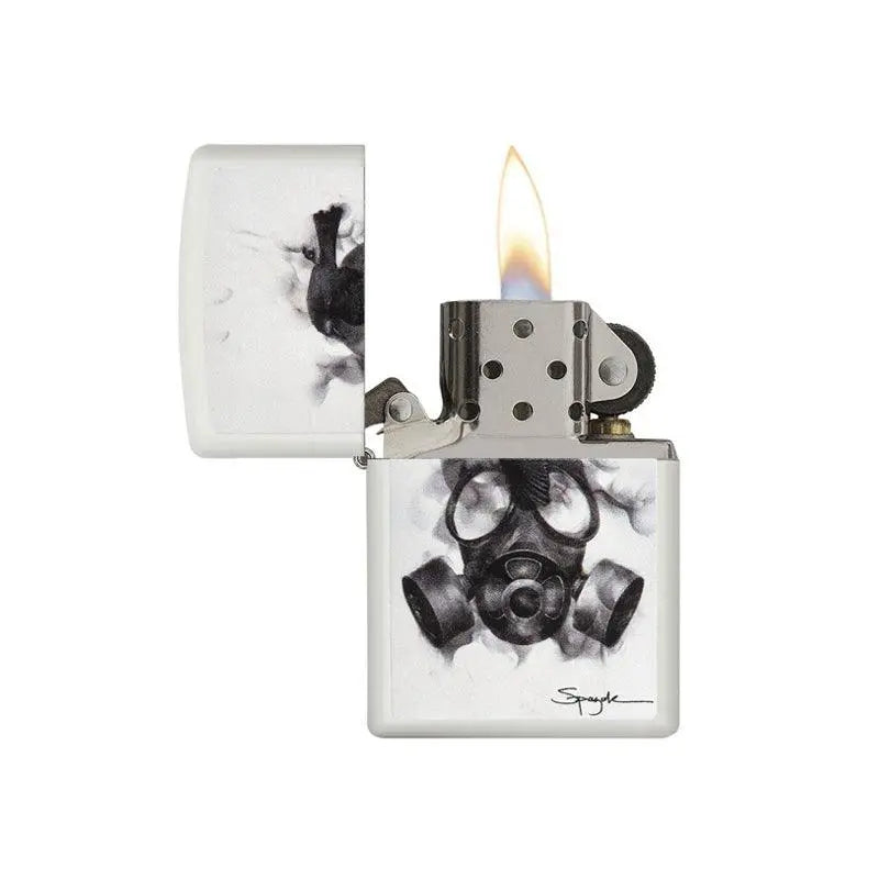 Zippo Spazuk Gas Mask Design White Matte Lighter-