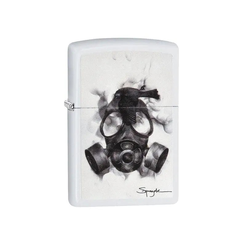 Zippo Spazuk Gas Mask Design White Matte Lighter-