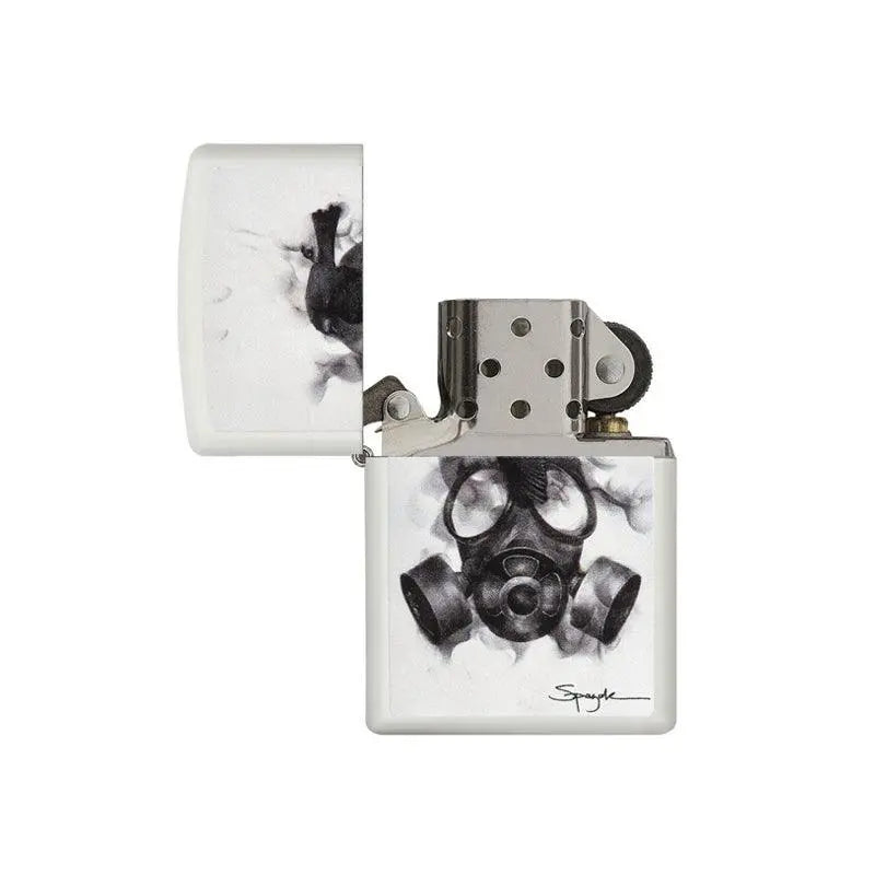 Zippo Spazuk Gas Mask Design White Matte Lighter-