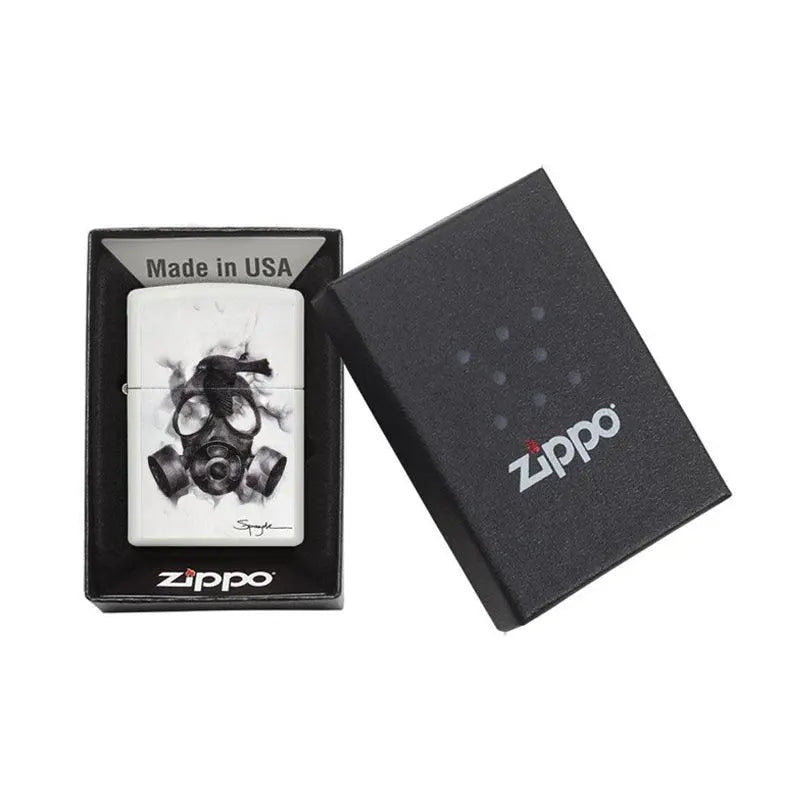Zippo Spazuk Gas Mask Design White Matte Lighter-