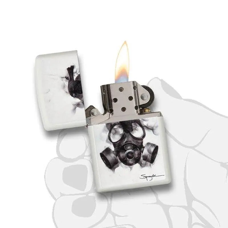 Zippo Spazuk Gas Mask Design White Matte Lighter-