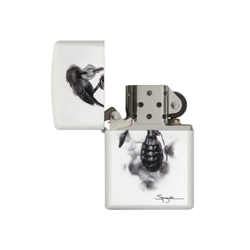 Zippo Spazuk Grenade White Matte Lighter-