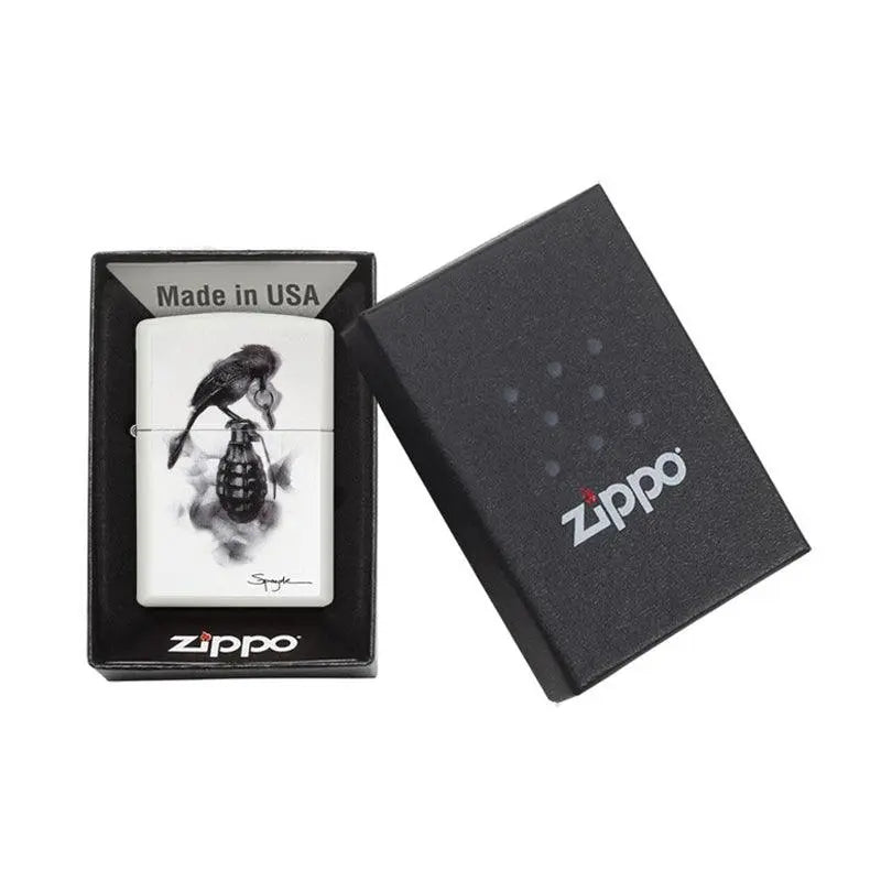 Zippo Spazuk Grenade White Matte Lighter-