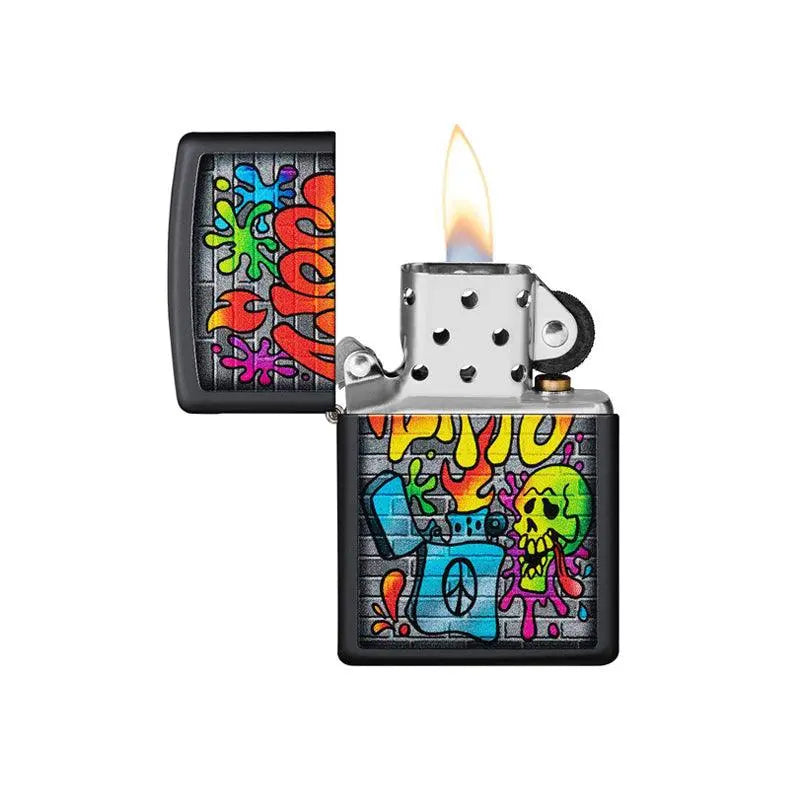 Zippo Street Art Black Matte Lighter-