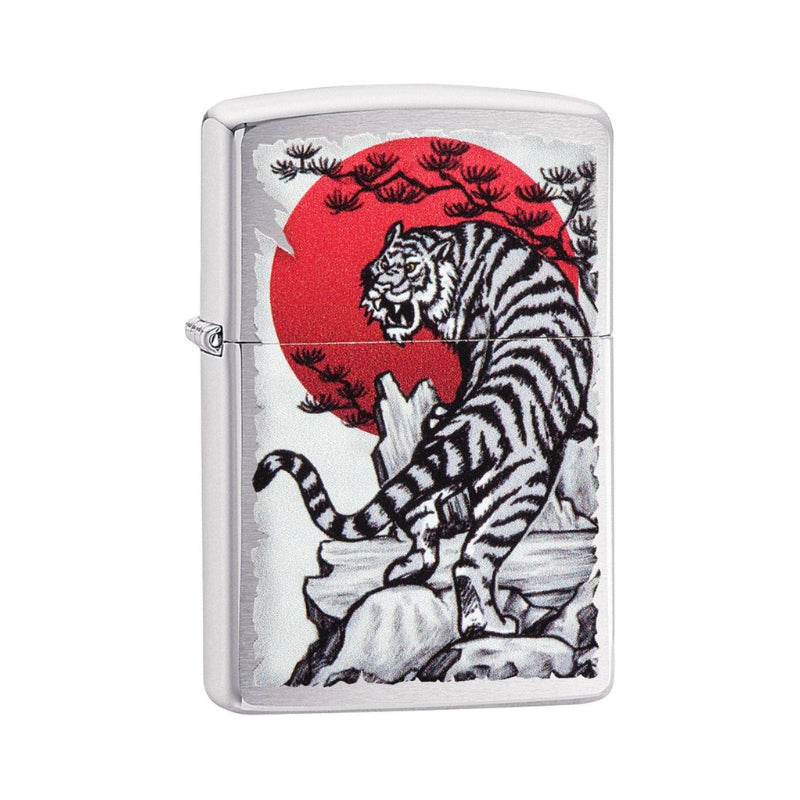 Zippo Brushed Chrome Tiger Sun Lighter-