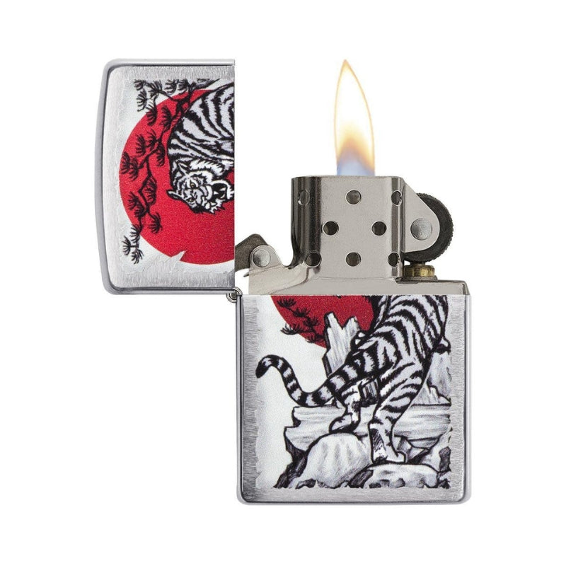 Zippo Brushed Chrome Tiger Sun Lighter-