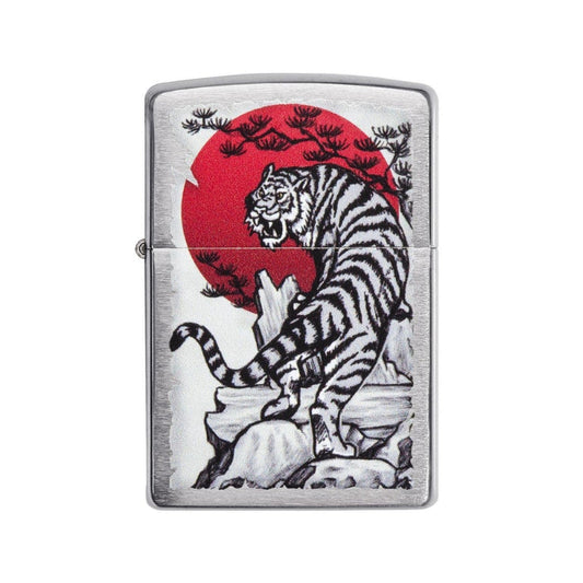 Zippo Brushed Chrome Tiger Sun Lighter-