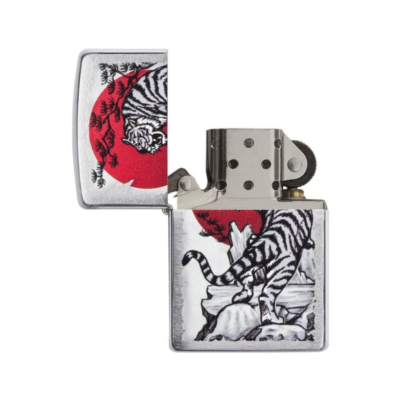 Zippo Brushed Chrome Tiger Sun Lighter-